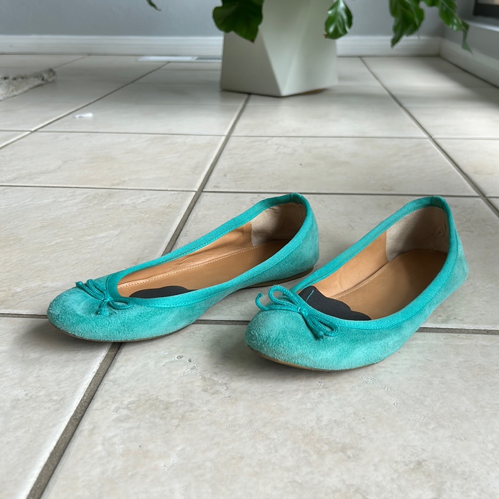 Size 6, teal J Crew ballet flats